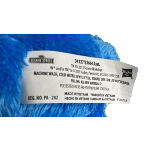Hasbro Sesame Street Cookie Monster Plush Stuffed Animal Blue 9" Small Travel Sz - Picture 6 of 8